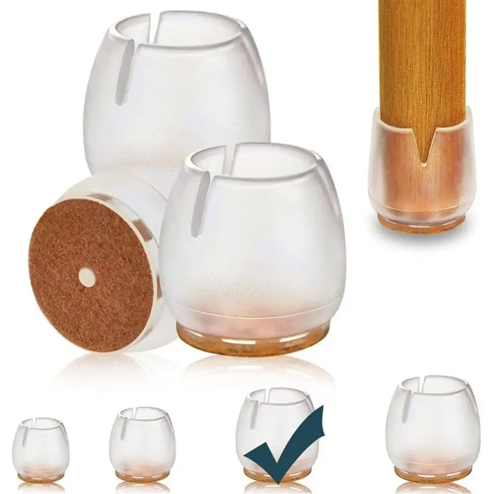 16PCS Durable Non-Slip Round Chair Pads PVC Silent Chair Leg Caps Round With Felt Chair Foot Cover Table Covers