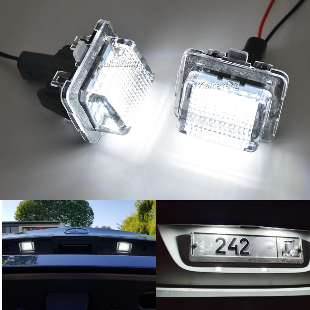1 пара светодиодных фонарей номерного знака Benz для Benz W204 (5D) W207 W212 W216 W221 6000K 12V 18 светодиодных фонарей номерного знака автомобильные аксессуары