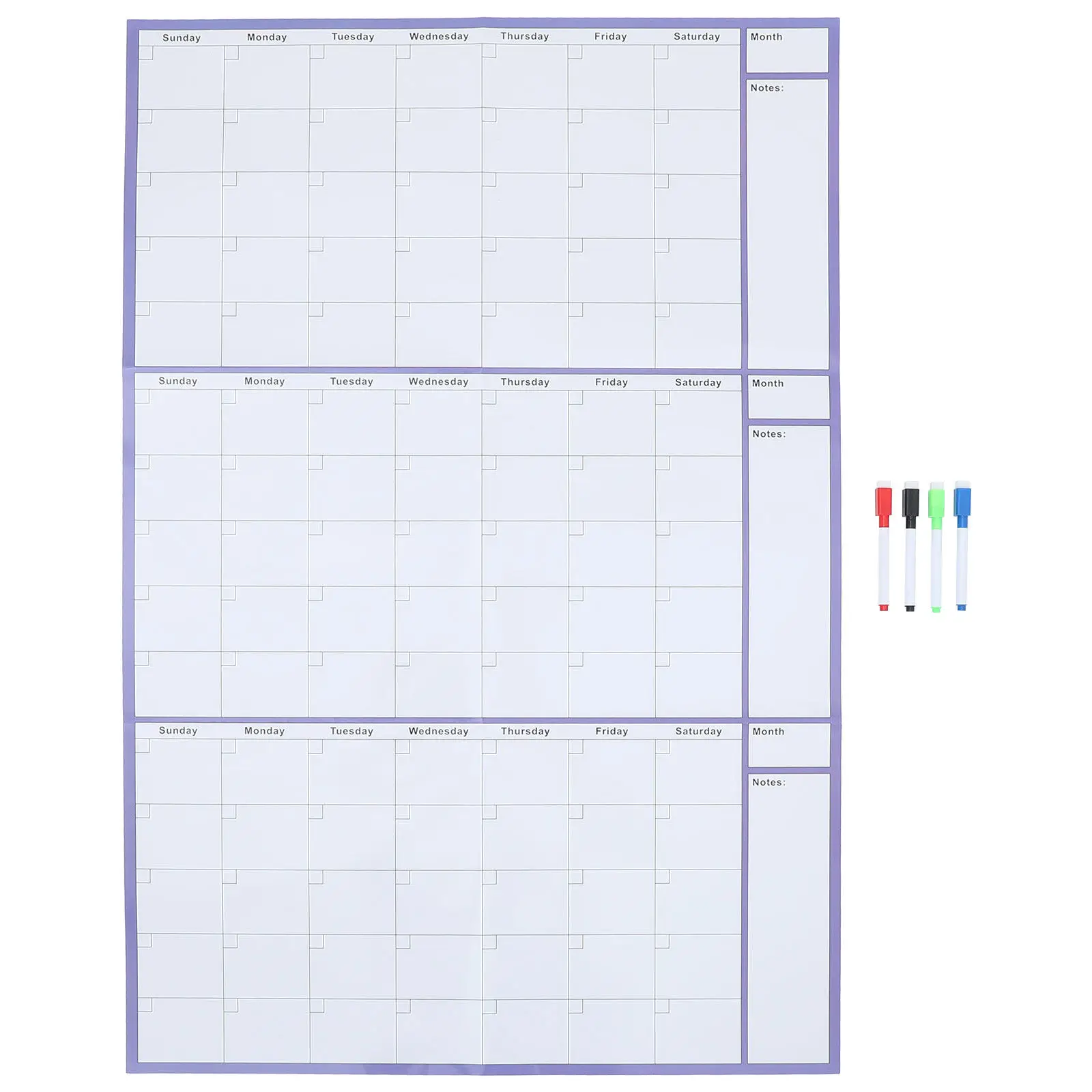 

1Set Reusable Daily Planner Large Erasable Wall Calendar Dry Erase Paper Sheet Writable Planner for Home Office Family