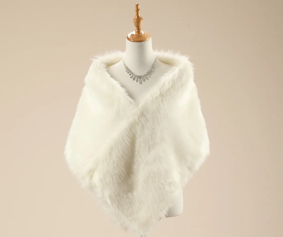 Elegant Retail Warm Faux Fur Ivory Bolero Wedding Wrap Shawl Bridal Jacket Coat Accessories