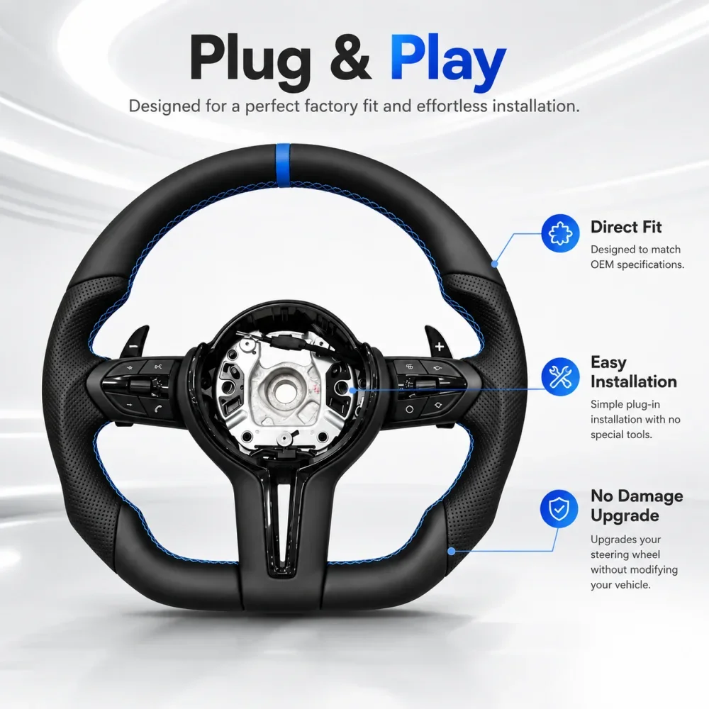 Steering Wheel For BMW F30 F31 F34 F36 F20 F21 F22 F25 F26 F15 F10 F01 F02 F06 F11 F80 M3 F82 M4 F90 E90 E70 E84 With Blue Mark