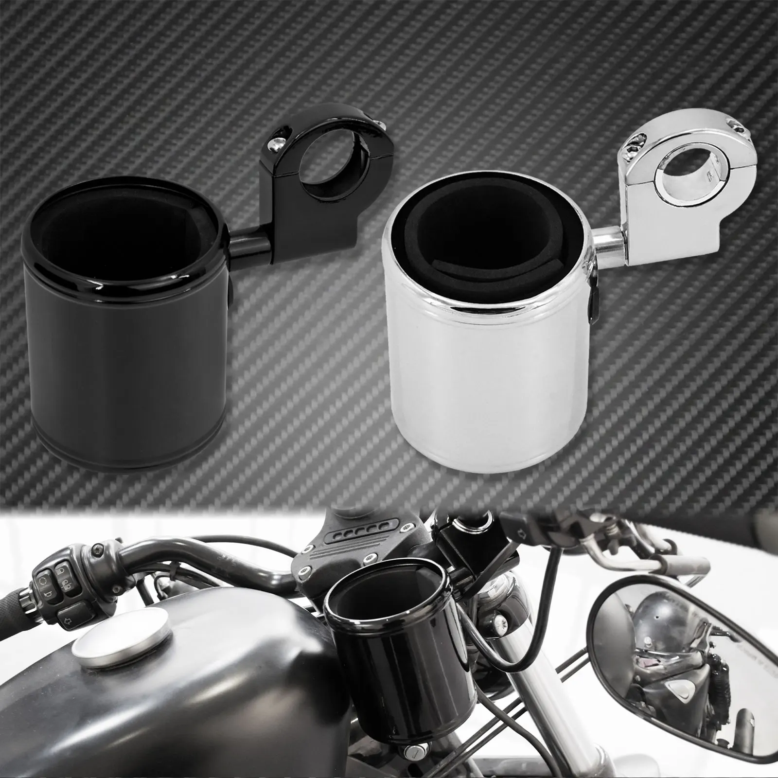 

Motorcycle Cup Holder Adjustable Handlebar Holder 22mm-32mm For Harley Touring Street Glide FLHR Sportster XL883