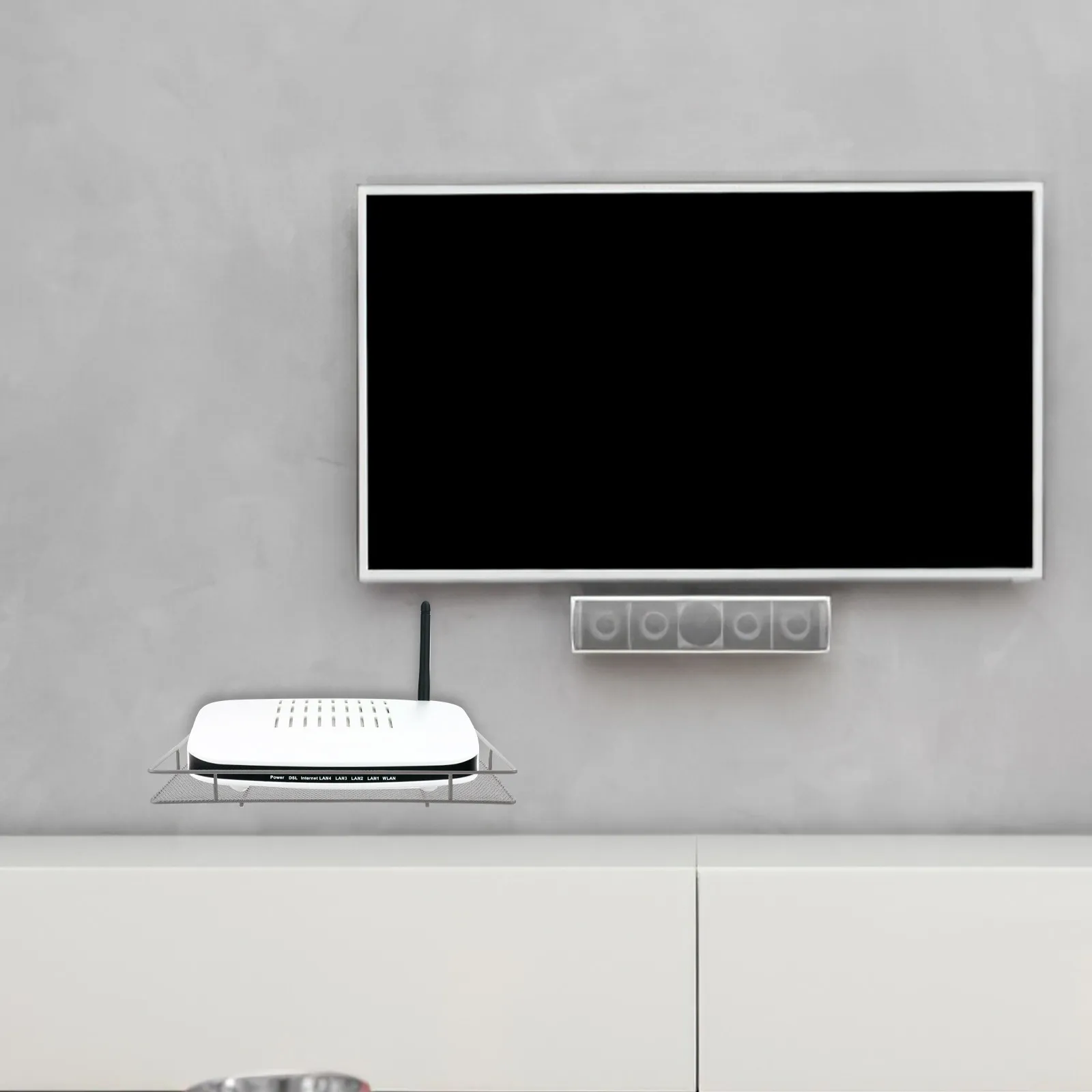 

Настенная полка для роутера без сверления, на клейкой основе, для Wi-Fi роутера, ТВ-приставки, декора спальни, ванной комнаты, маленькая