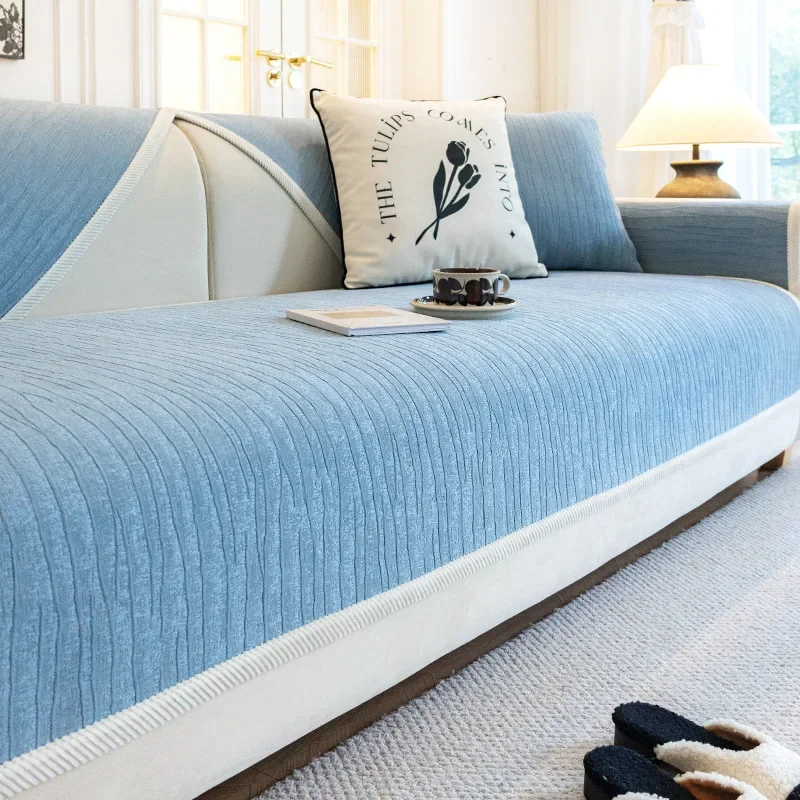 

2025 New Modern Simple Solid Color Sofa Cover Soft Plush Four Seasons Universal Non-slip Armrests Backrest Cover for Home Decor