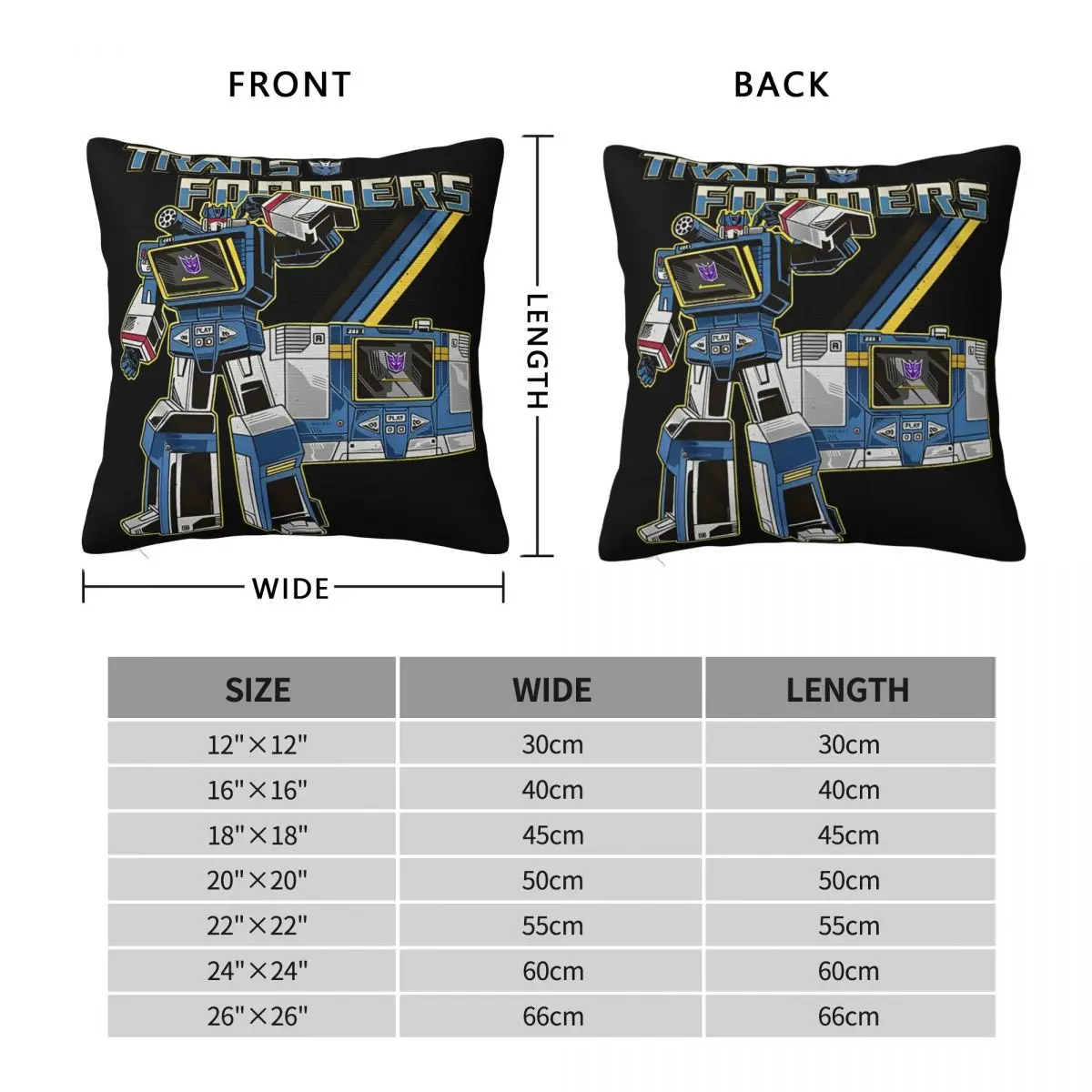 Cartoon Soundwave G1 Retro TRANSFORMERS Pillowcases Cute Print Home Sofa Throw Pillow Cover Car Cushion