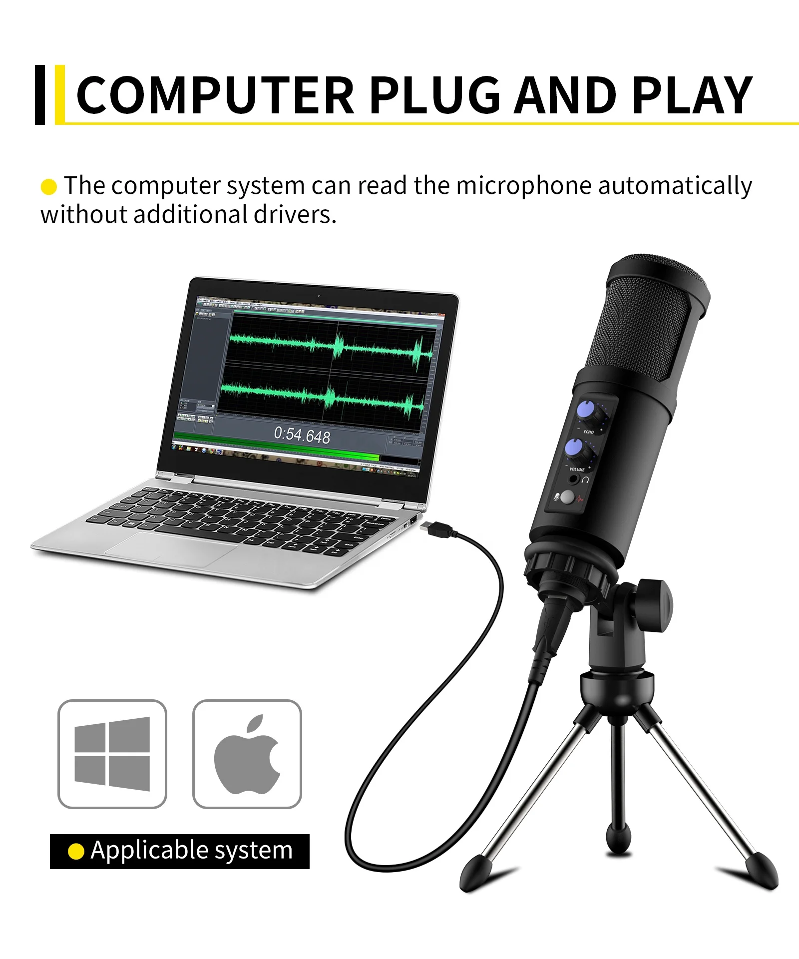 Ten items TLF Xtuga Best Usb Mic Condenser Bm 990 Microphone Studio Condenser Set With Canton Power