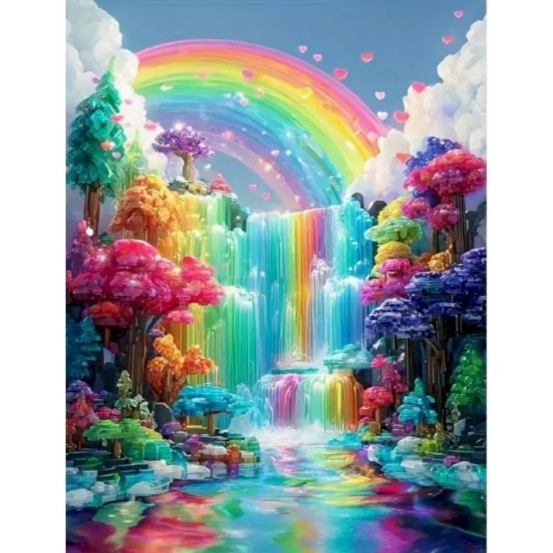 GATYZTORY 5d Diamond Painting Full Drill Square Landscape Diamond Embroidery Waterfall Pictures Of Rhinestones Mosaic Wall Art