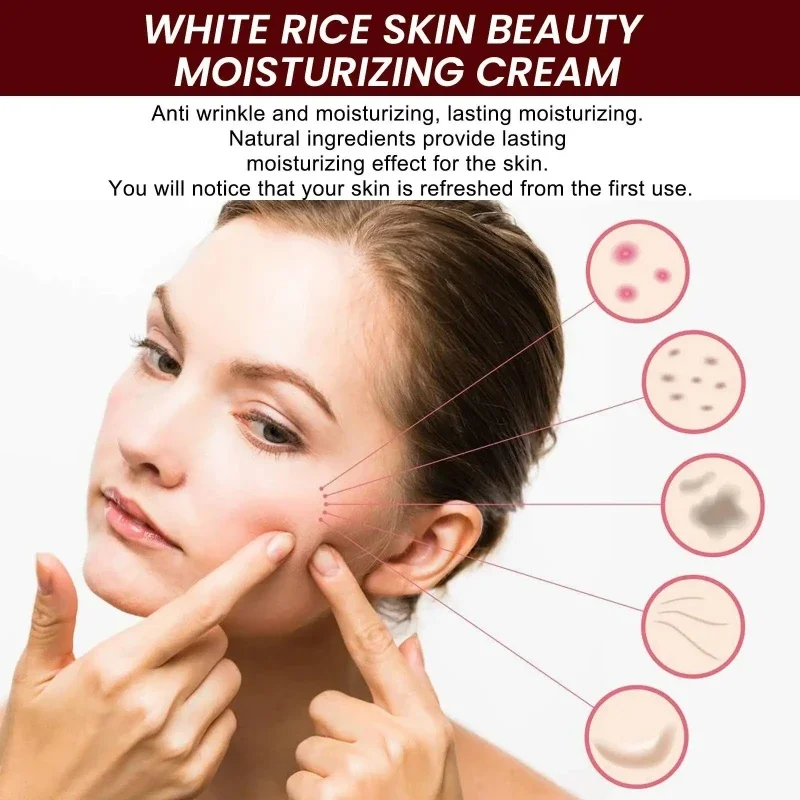 Korean White Rice Whitening Face Cream Anti Aging Remove Wrinkles Dark Spots Bleaching Melanin Improve Dull Moisturize Skin Care