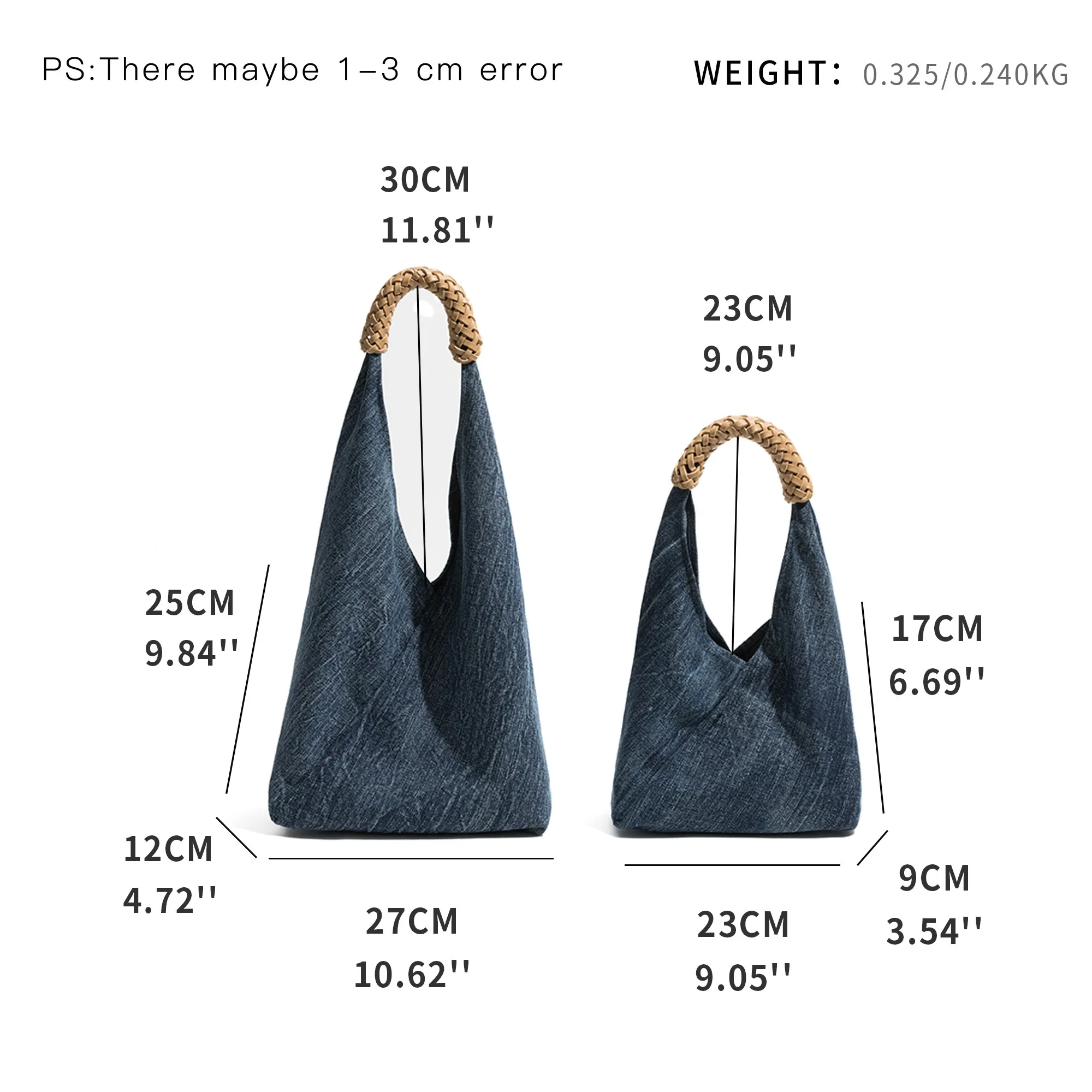 KOKOPEAS Eco Friendly Denim Women Hobo Bag Triangular Designer Simple Stylish Shoulder Purse Casual Unisex Daily Tote Handbag