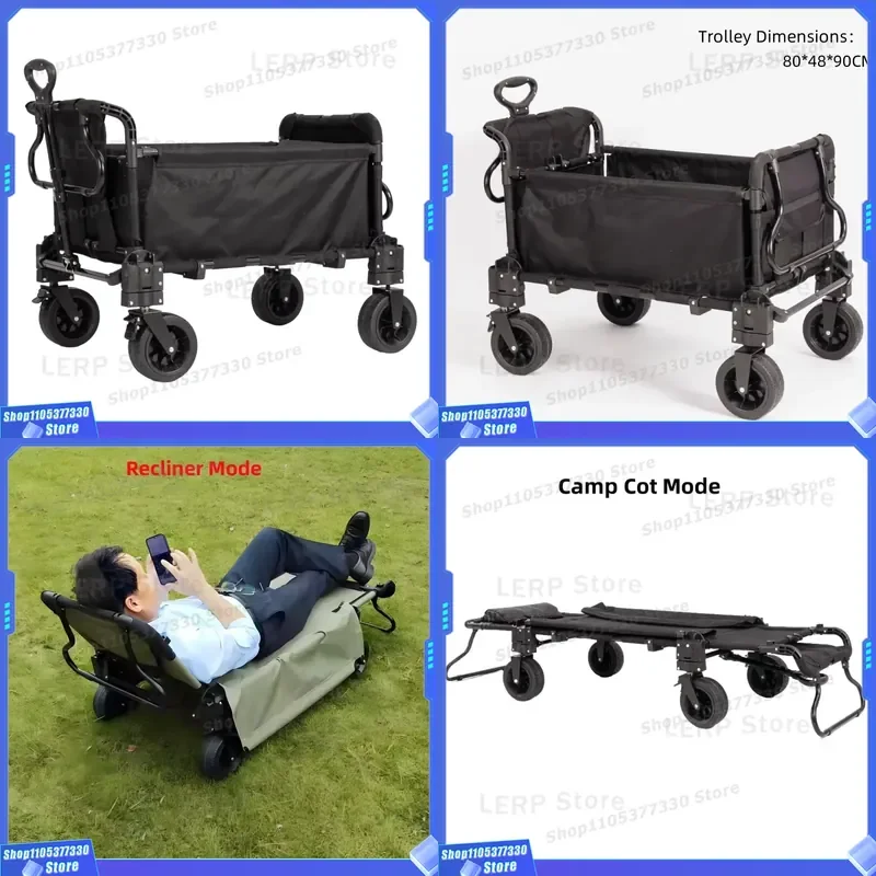 JW224 Heavy Duty Outdoor Camping Trolley Portable Folding Wagon Cart Trailer For Travel Beach Picnic Portable Folding Camping