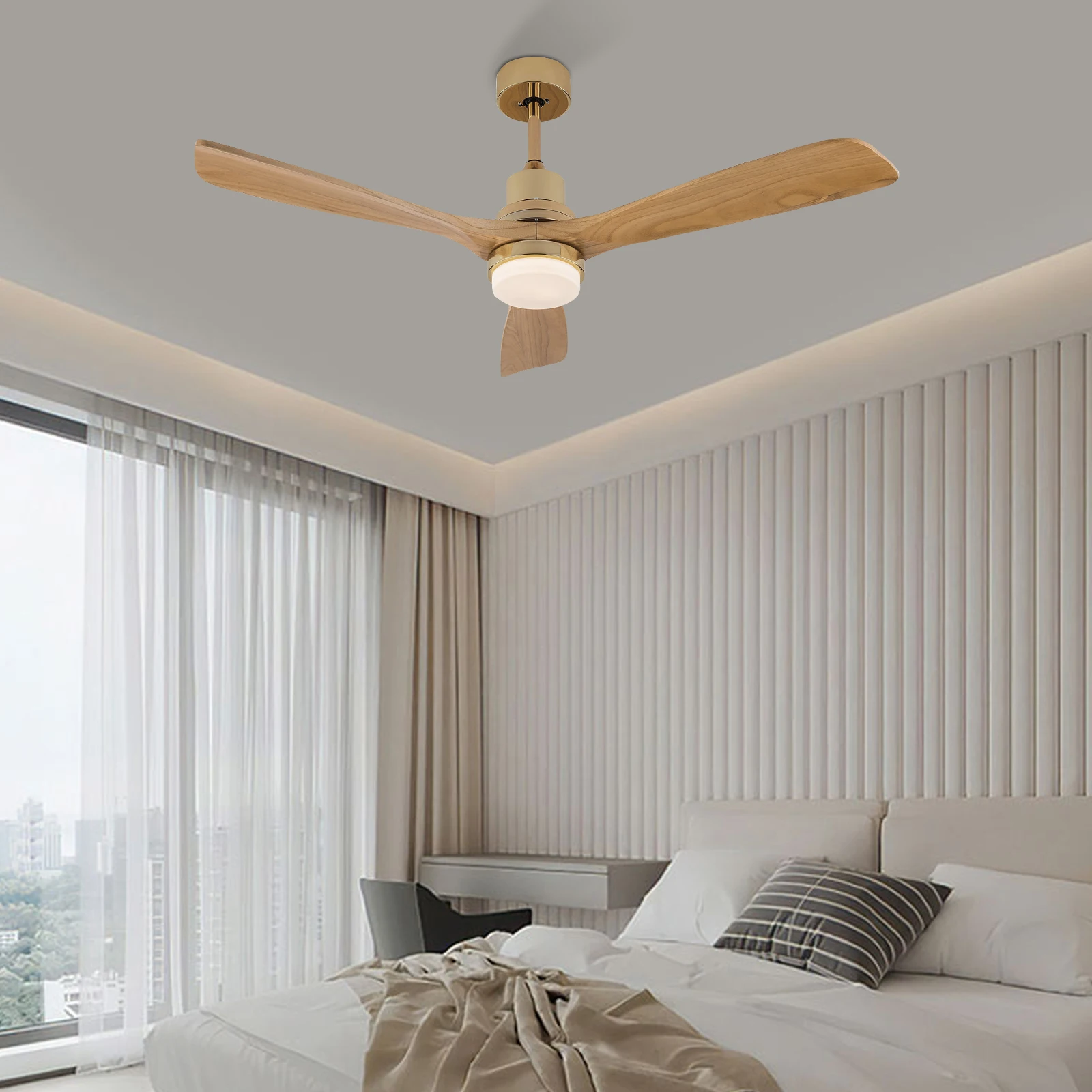 48 Inch Ceiling Fan Pendant Lamp BT253 Gold LED Lamp Fan Lighting with Remote Control 3 Colors 3000K-6000K