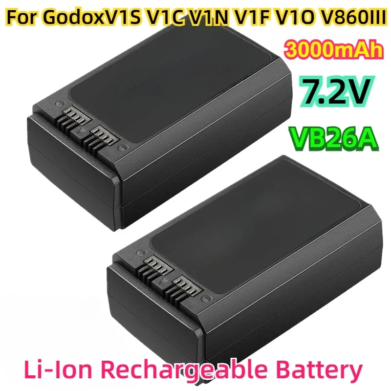 For Godox V1S V1C V1N V1F V1O V860III Photographic Lamp Round Head Flash  VB26A 7.2V 3000mAh Li-Ion Rechargeable Battery