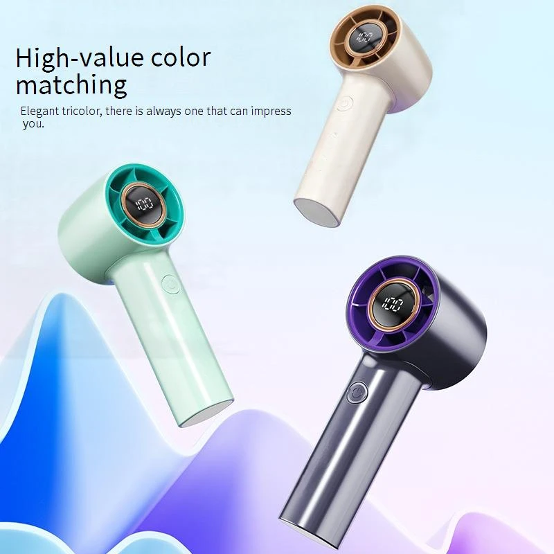 

Ручной вентилятор со светодиодным дисплеем и фонариком, 3-скоростной вентилятор с перезаряжаемой батареей через USB