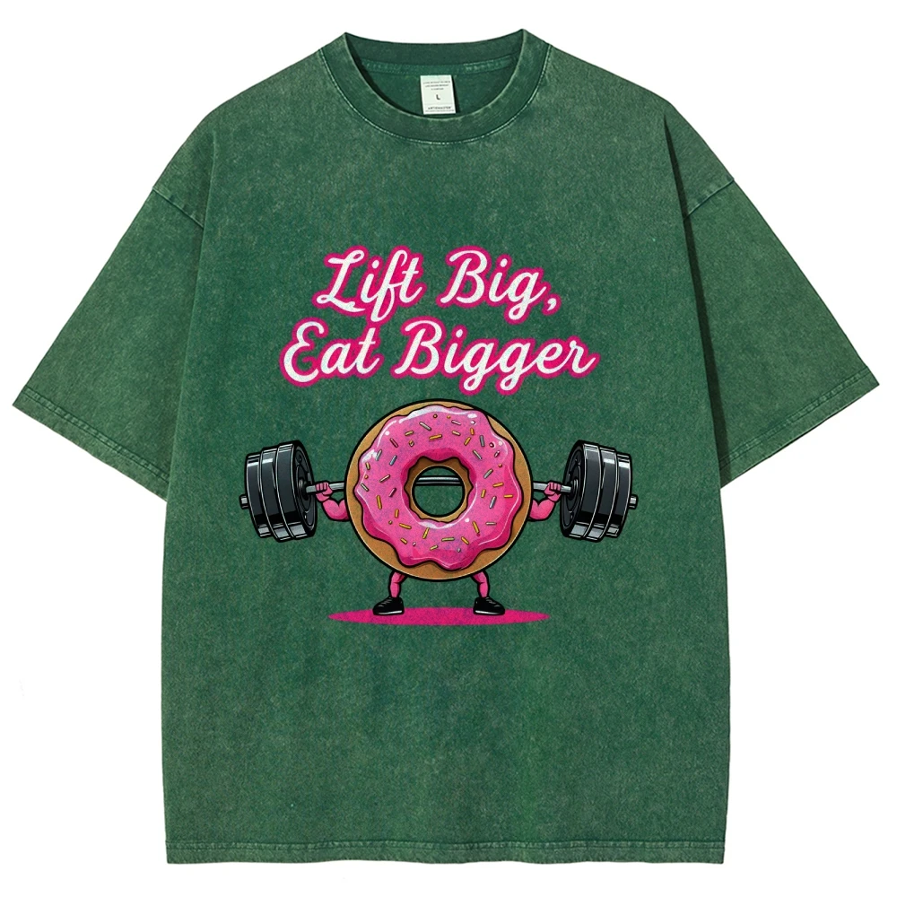 Donut Life big,Eat Bigger Funny Letter Chocolate Cotton Crew Neck T-Shirt, Small Summer Graphic Shirts Causal Short Sleeve Tees