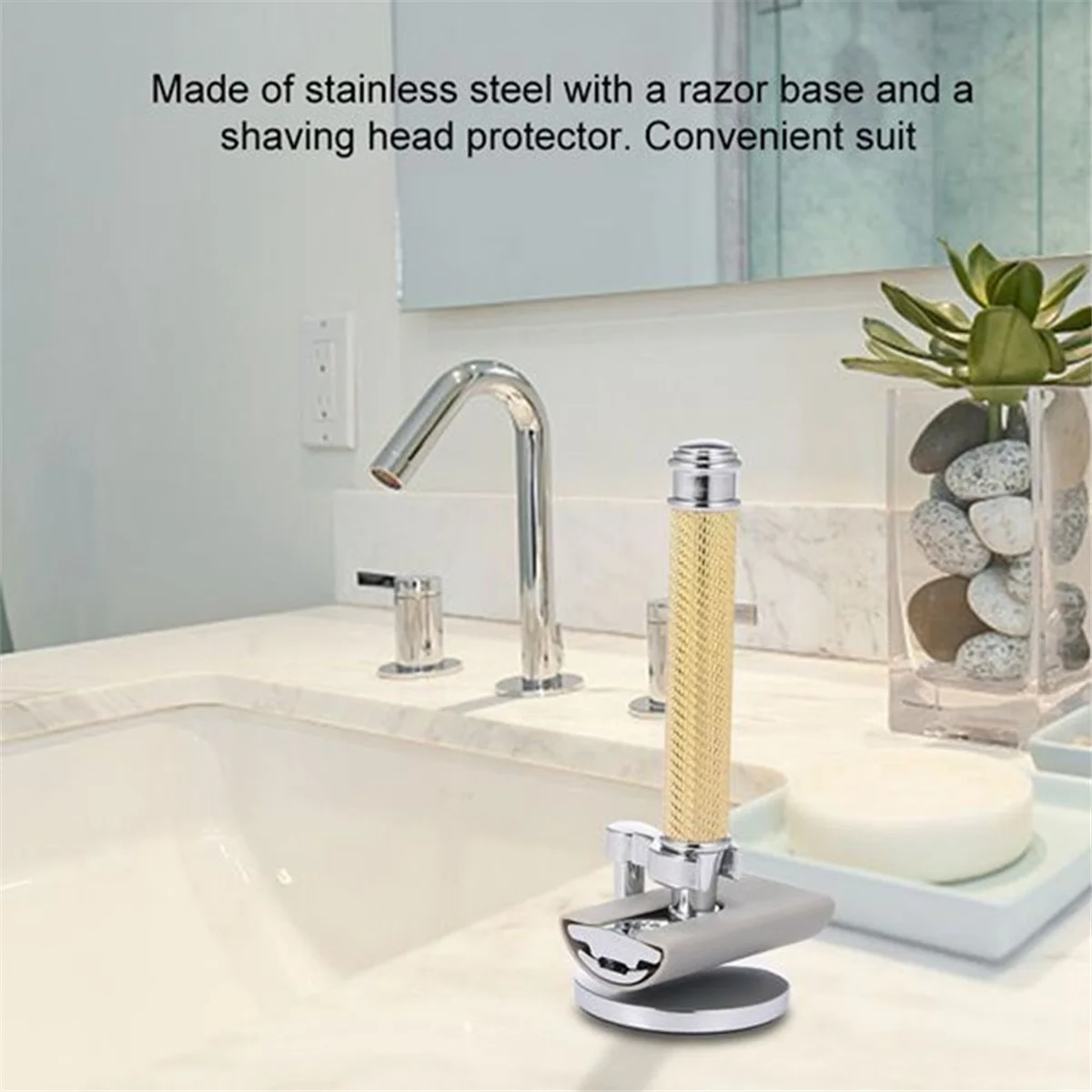 Silver Adjustable Double Edge Classic Safety Razor Man Shaving Razor with Base Cutter Head Cover_A66K