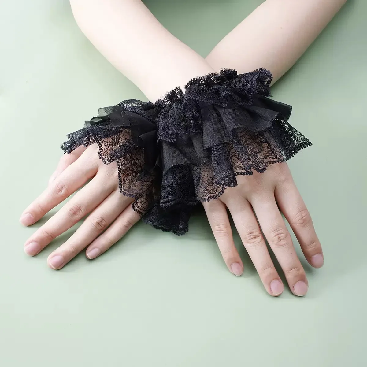 

Lolita Down Jacket Decorative Arm Sleeves Four Seasons Korean Gloves Lace Fake Cuffs Wrist Sleeves Bubble Sleeves Paired