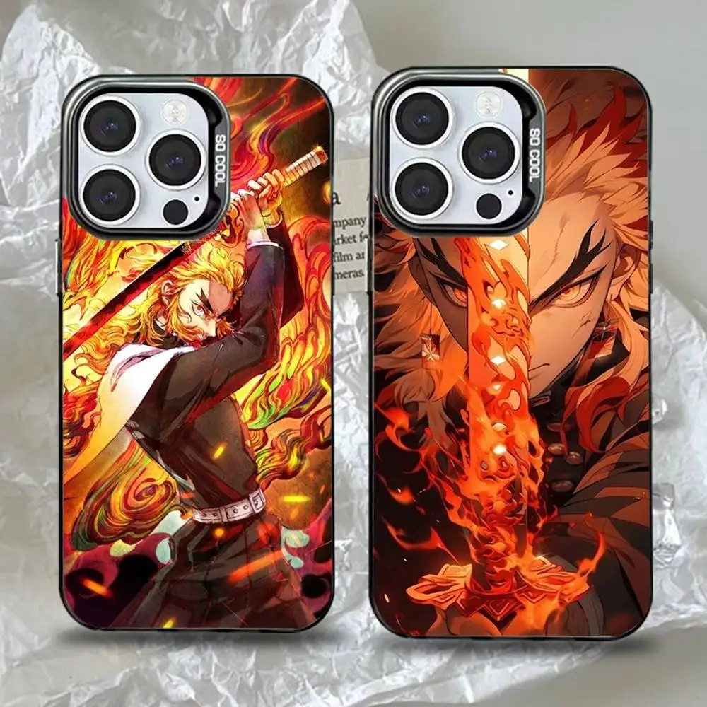 

Demon Slayer Rengoku Kyoujurou Phone Case For iPhone 16,15,14,13,12,11,Pro,Max,Plus,Mini,XS,SE Anti Fall Black Matte Hard Bumper