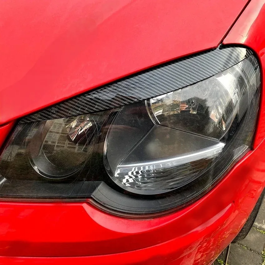 2Pair Car Headlight Eyebrow Eyelid Lids Cover Trim Stickers For VW Polo MK4 9N3 GTI R32 TDI 05-09 Exterior Body Kit Accessories