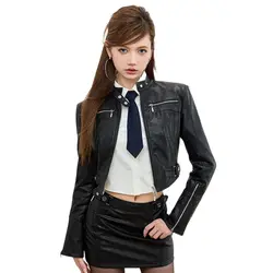 Harajuku Black Leather Jacket Womens Vintage Jackets Casual Short Coat Women Biker Suit Vintage Clothes Tops Goth New Clothes