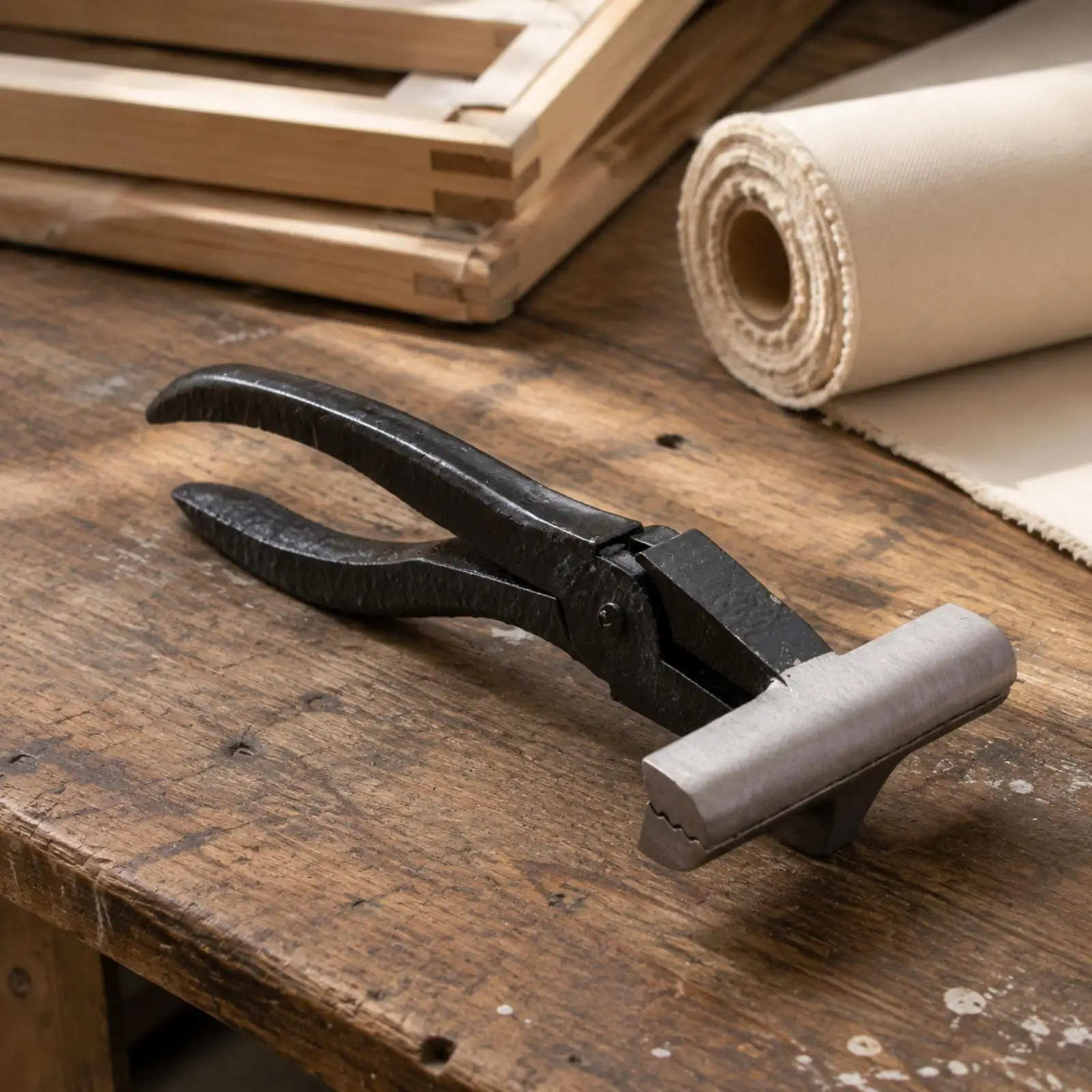Canvas Stretching Pliers for Picture Frame with Textured Handle and Hinged Build Metal