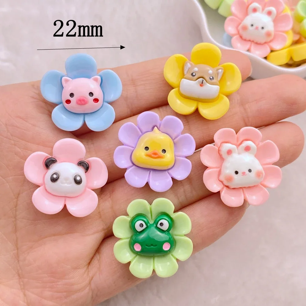 Hars Kawaii Cartoon Animals Frog Rabbit Flower Plaksteen Stone Figurine 10Pcs Scrapbook Diy Decor Woonaccessoires Ambachten