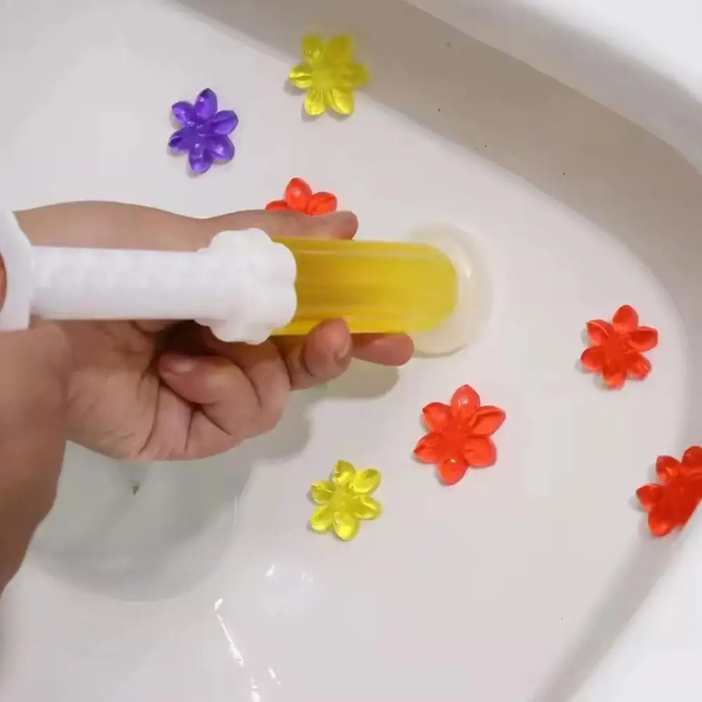 Toilet Cleaner Gel Fresh Flower Toilet Gel Stamp Stops Limescale and Stains with Air Freshening Scent Toilet Bowl Deodorant