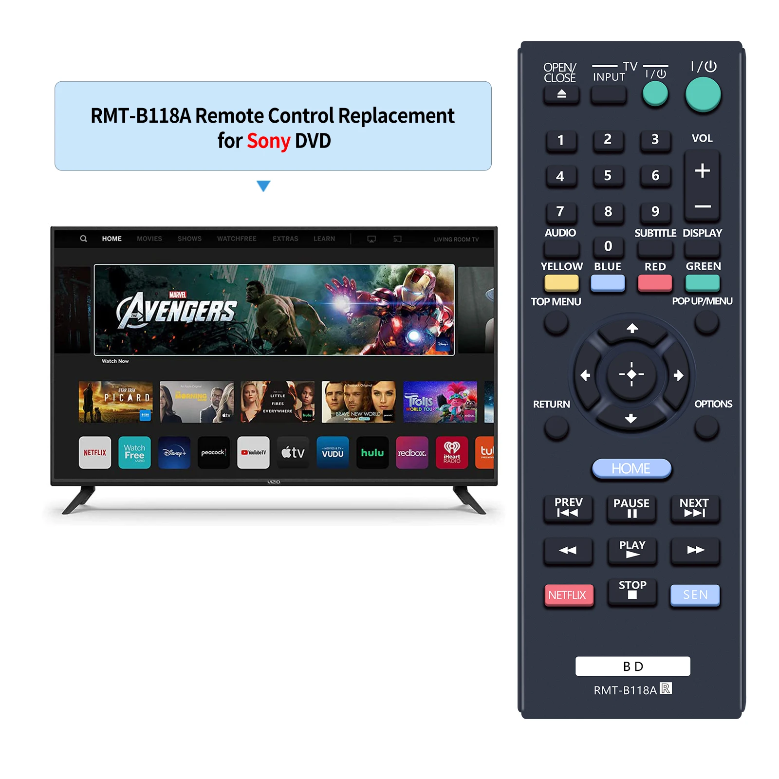 RMT-B118A Remote Control for Sony Blu-Ray DVD Player BDP-BX18 BDP-S185 BDPBX3100 BDP-BX39 BDP-S1100 BDP-S185WM