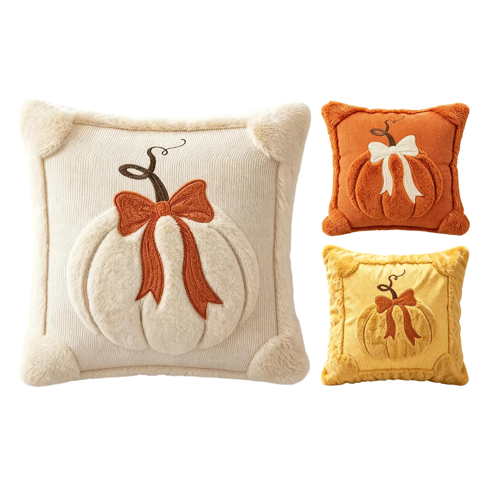Soft Pumpkin Pillow Cover 18x18 Orange Fall Harvest Thanksgiving Sofa Couch Cushion Case Autumn Halloween Farmhouse