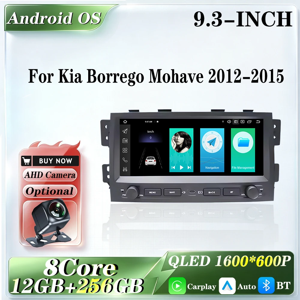 BT Android 16 For Kia Borrego Mohave 2012-2015 Car Multimedia Player 4G WIFI Carplay QLED Screen Radio Stereo GPS Navigation DSP