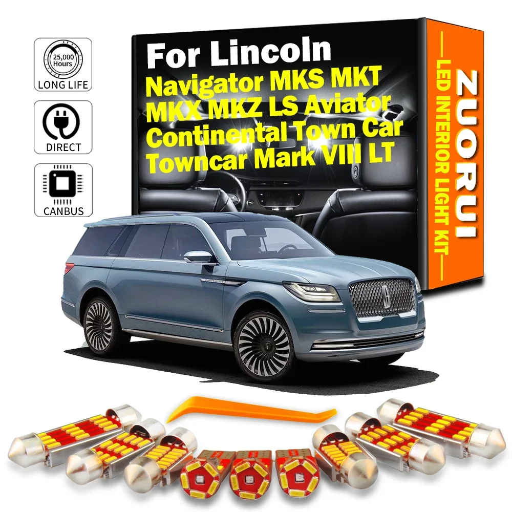 For Lincoln Navigator MKS MKX MKZ MKT LS Continental Town Car Towncar Mark VIII LT Aviator LED Interior Map Dome Trunk Light Kit