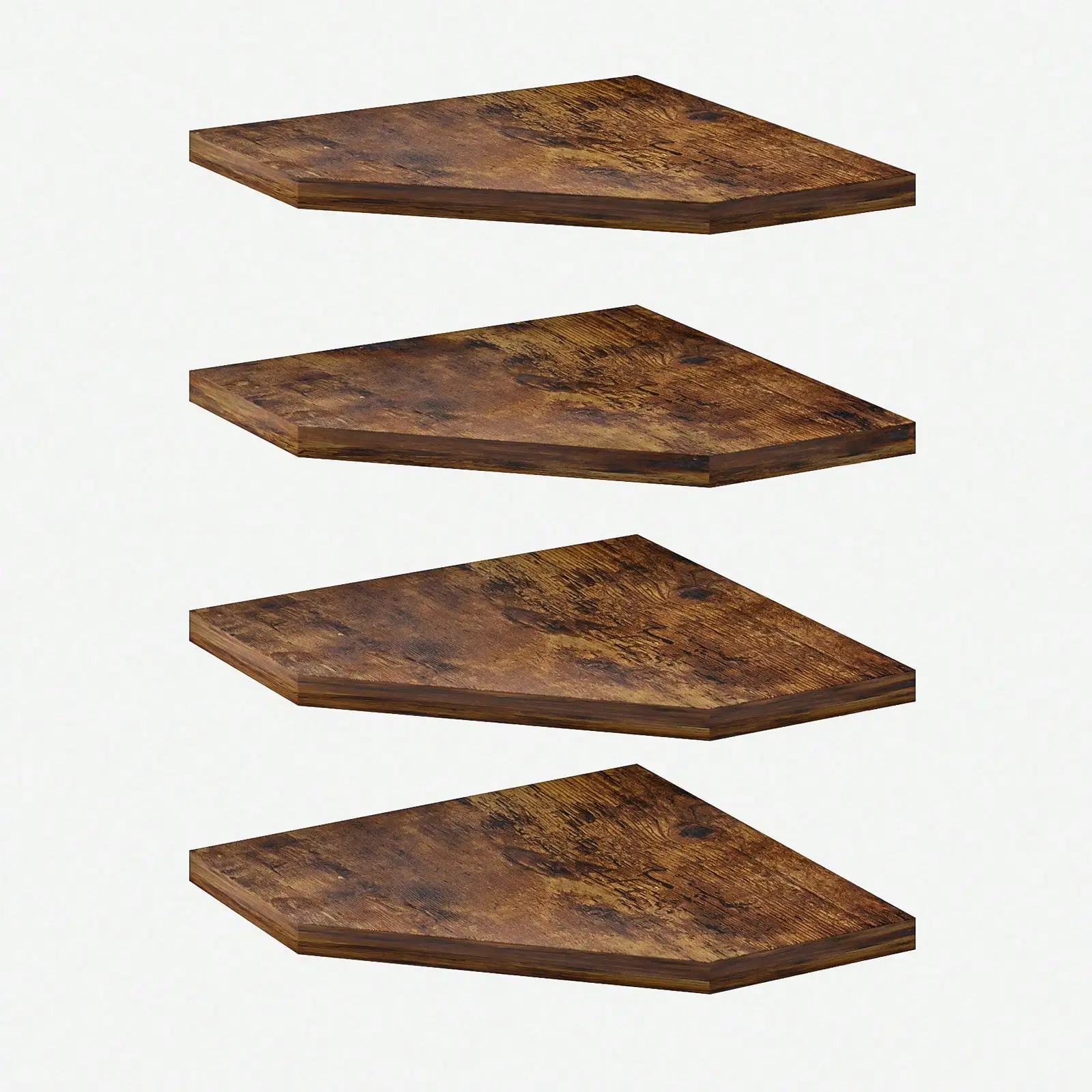 

Superlele Set of 4 Rustic Wood Floating Corner Shelves - Wall-Mounted Storage for Bathroom/Kitchen/Living Room/Bedroom