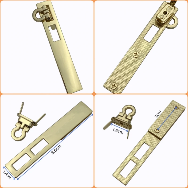 

Fashion Bag Hardware Rectangular Metal Clasp Twist Turn Locks for Handbags DIY or Repair Accessories