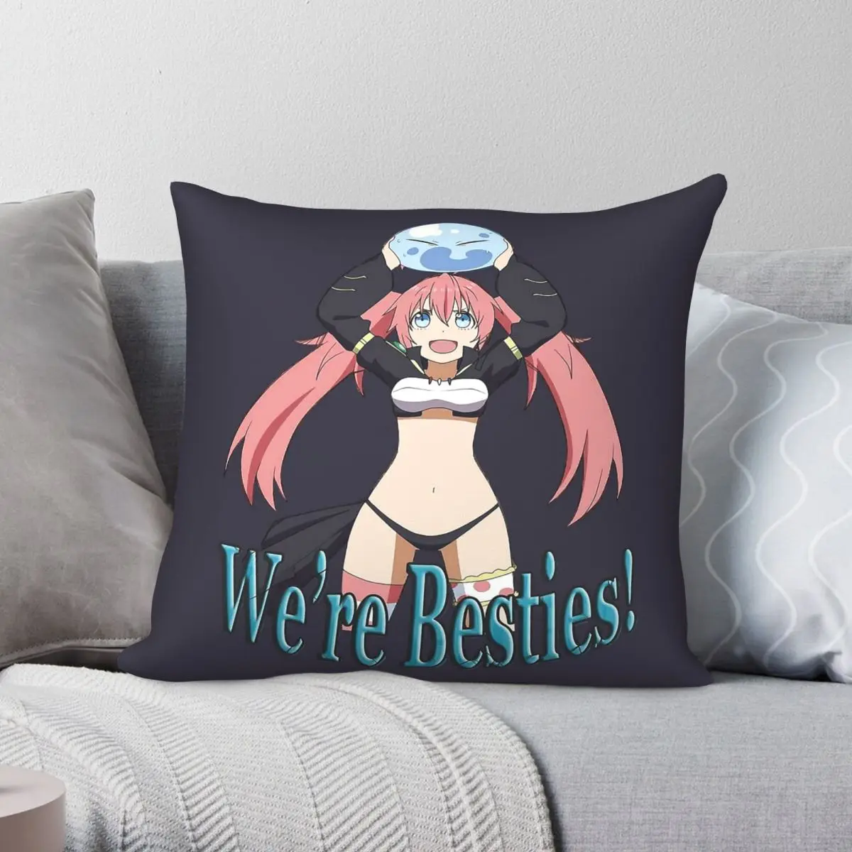 Tensei Shitara Slime Datta Ken Square Pillowcase Polyester Linen Velvet Creative Zip Decor Bed Cushion Cover Wholesale