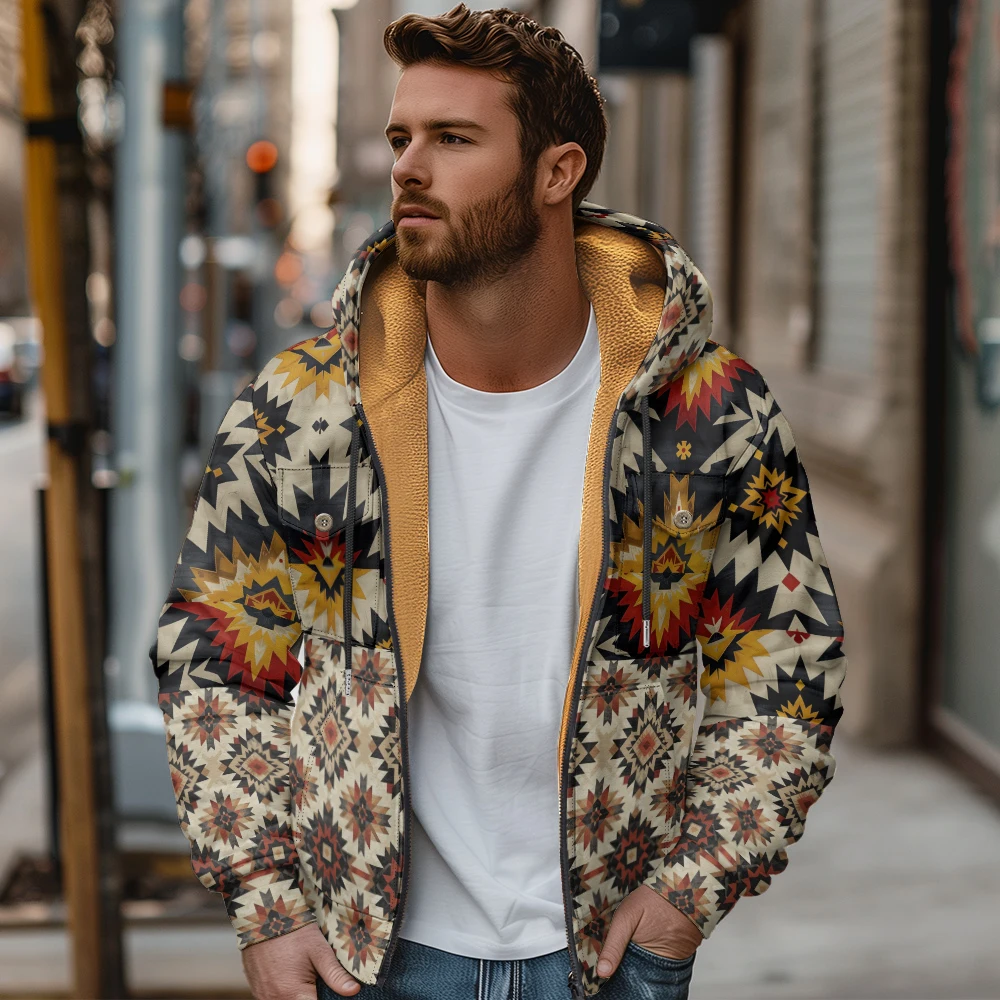 2024 New Men's Winter Cotton Robe Warm and Casual Multi Color Printed Warm Body Fearless of Cold