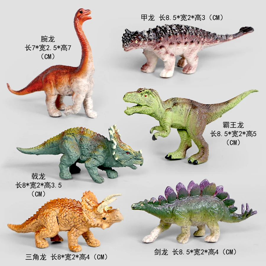 Simulation Animal Models Collection Miniature Dinosaur Models Set 6pcs,Triceratops Brachiosaur Diplodocus Solid Figurine For Kid