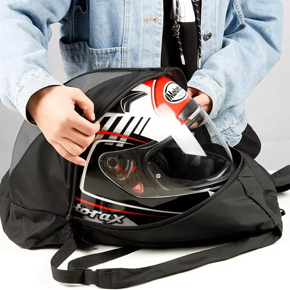 Motorcycle riding helmet backpack, outdoor cycling and mountaineering helmet storage bag, hiking backpack folding storage design image 3