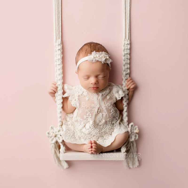 Newborn Swing Chair Photography Accessories Baby Kids Full Month Photo Props Wooden Babies Chairs Furniture