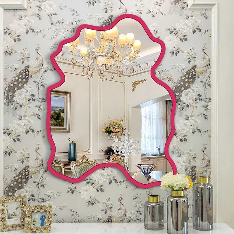 Calcomanía marco de espejo Irregular espejo de dormitorio estético moderno diseño Kawaii Espelho Grande Para Quarto decoración de muebles para el hogar