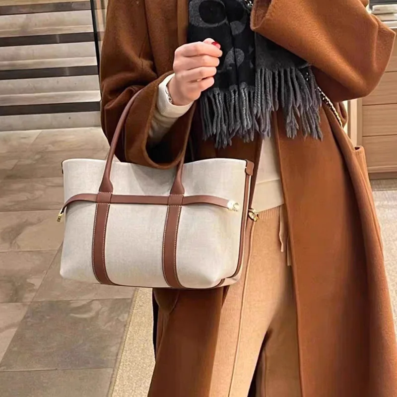 

Custom Initials Genuine Leather Canvas Tote Bags For Women Luxury Designer Handbags Purses 2025 New In Cowhide Underarm Shoulder