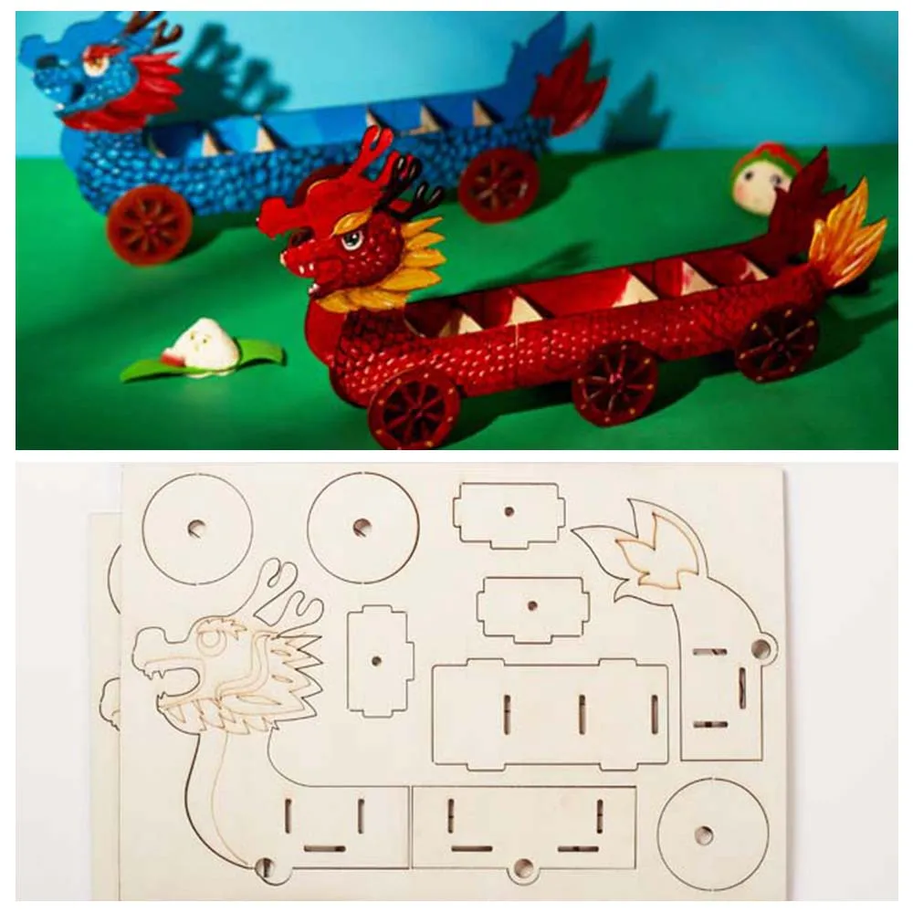 DIY Graffiti Dragon Boat Car Dragon Boat Building Blocks Toys Building Blocks Set Dragon Boat Action Figure