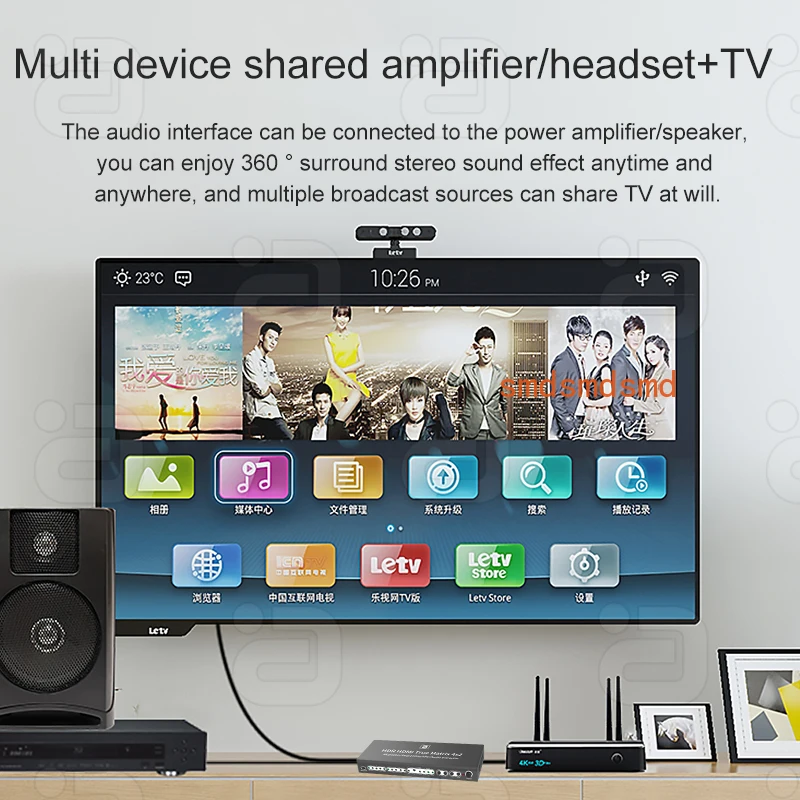 HDMI 2.1 Matrix 4x2 4k@120hz Switch Splitter HDMI 8K Hdmi Switcher Splitter With HDR 10 ARC For Dolby Atmos  PS5 XBOX DTS HD AC3