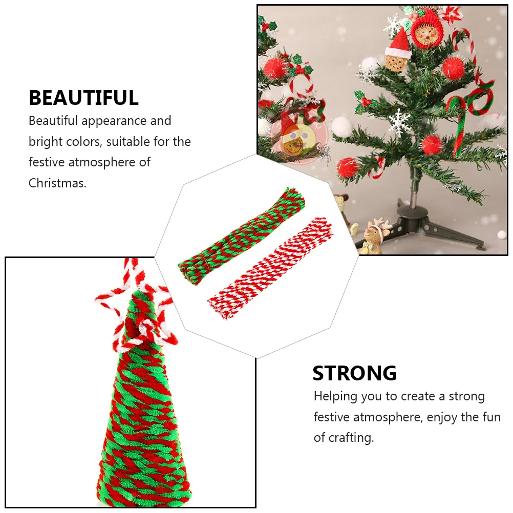 

100Pcs Christmas DIY Chenille Stem Handmade Materials for Educational Craft Supplies Xmas Decorations Bendable Rods