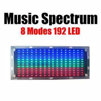 192 led espectro de música indicador nível ritmo luz fio/controle voz 8 modos exibição vu medidor dc 5v amplificador potência do carro