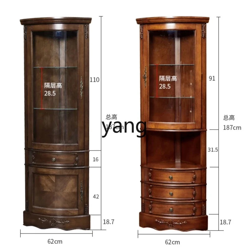 XYY solid wood corner cabinet corner with glass display cabinet restaurant curved corner cabinet