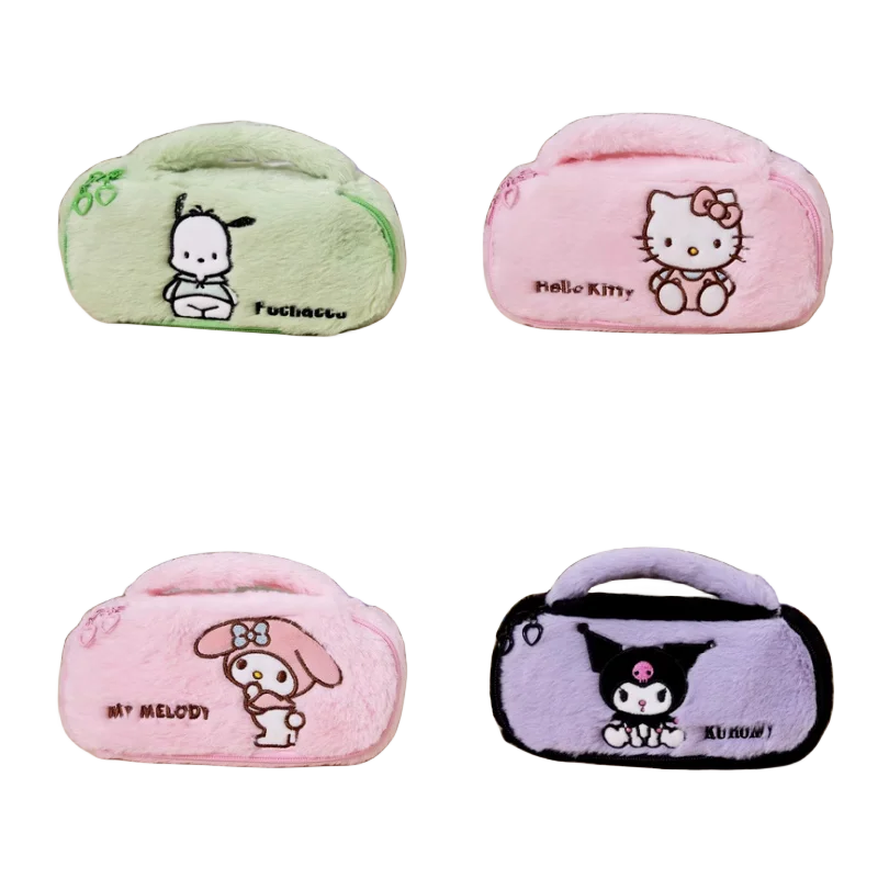 

MINISO Sanrio Kuromi Plush Pencil Bag Large Capacity Hello Kitty Plush Cosmetic Bag Cute Student Large Capacity Stationery Box