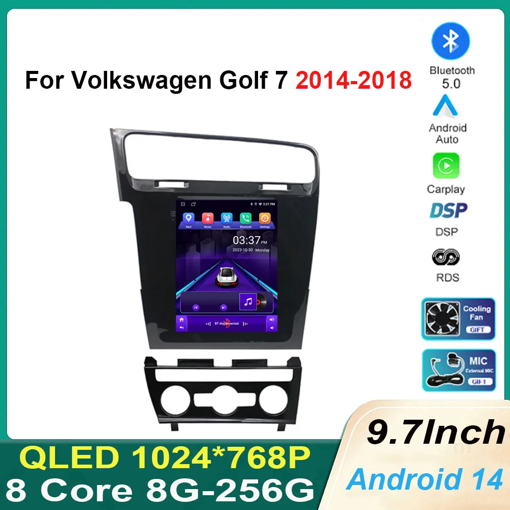 

9.7 inch Car Radio for Volkswagen Golf 7 2014 - 2018 Video Multimedia Player GPS Navigation Wireless Carpaly DSP Stero QLED 4G