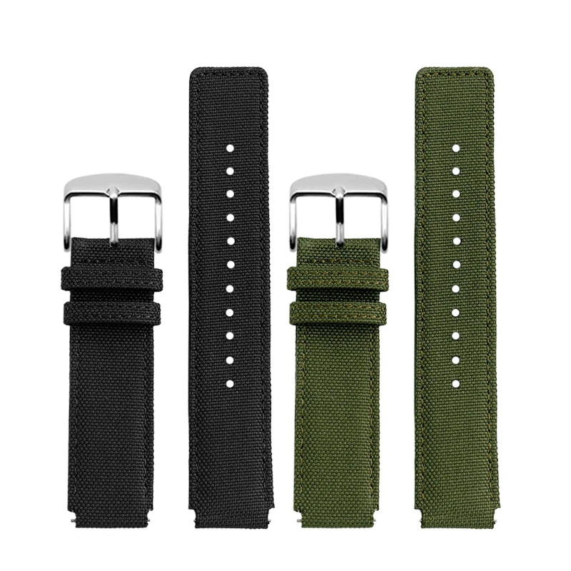 20mm Quick Release Nylon Layer Leather Bottom Watch Strap for Casio MWA-100HD-1A EF-552D EF-552 MWD-100H Raised Canvas Watchband