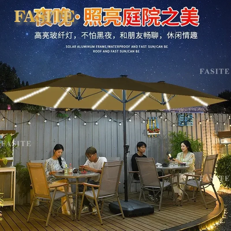For Outdoor Patio Commercial Large Area Three Headed Umbrella Pendulum Sunshade Central Column Sun Umbrella Camping Courtyard