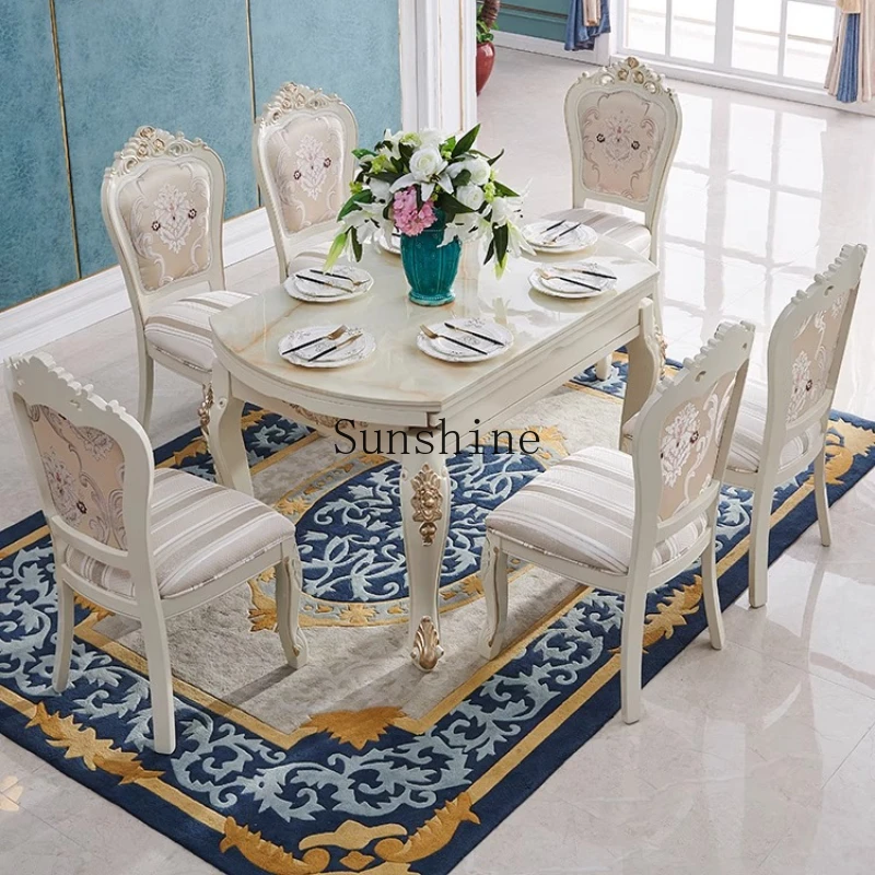 

Combination modern simple rectangular small apartment telescopic folding household round solid wood rice dining table
