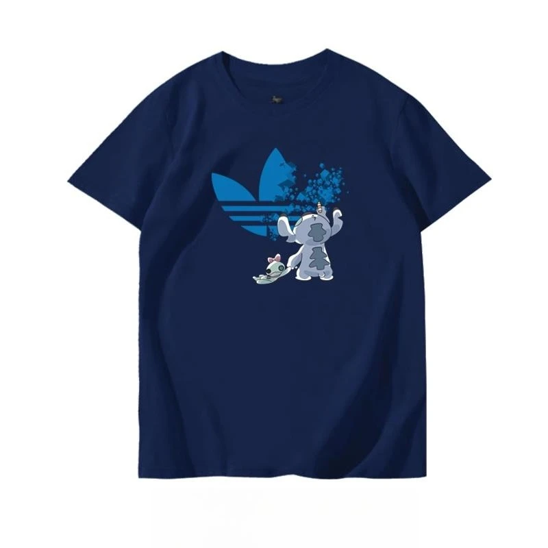 

Свободная футболка со стежком 2025 года, хлопковая футболка с короткими рукавами большого размера, популярный топ для мужчин и женщин Disney для мальчиков и девочек